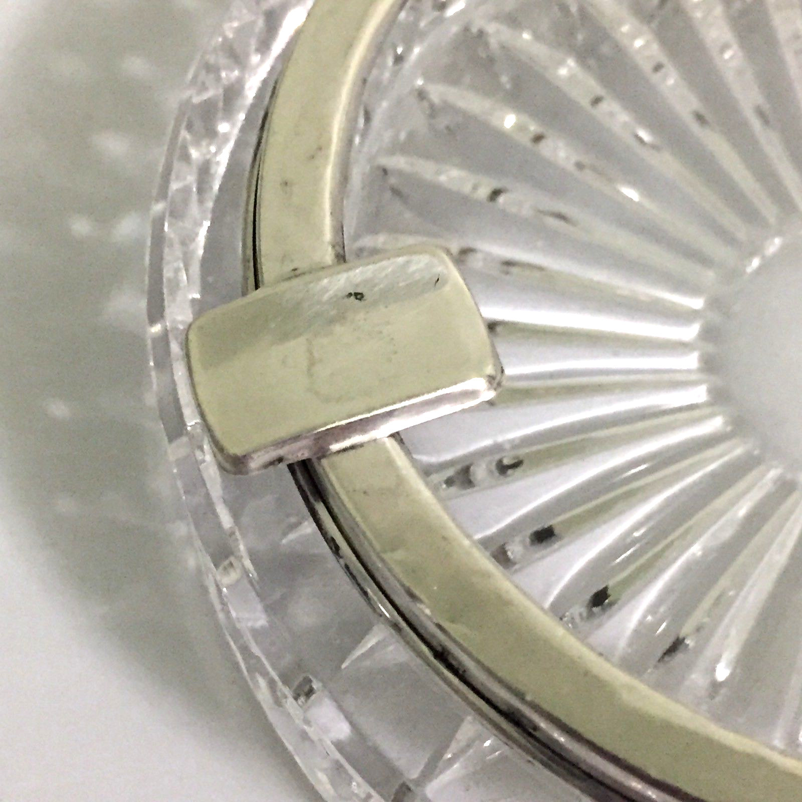 Antique Ashtray Cut Glass .800 80% Silver 3 Holder Rim