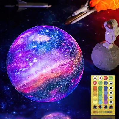 Eueasy 5.9 inch Galaxy Moon Lamp 16 Colors 3D Night Light for Kids, Moon Ligh...