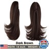 CJL HAIR 14 Inch Claw Clip in Dark Brown Ponytail Extension Synthetic Curly Wavy Fake Faux Hair Pony Tail Hair Piece High Temperature Fiber Hairpieces for Women Girls Kids (Dark Brown)