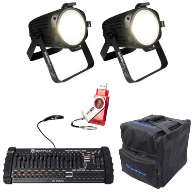 2 Chauvet EVE P-100 WW White Wash Stage Broadcast Lights+Controller+Bag+D-Fi USB