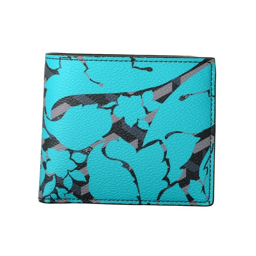 Pre-owned Versace Unisex Multi-color 100% Textured Leather Floral Print Bifold Wallet In Multicolor