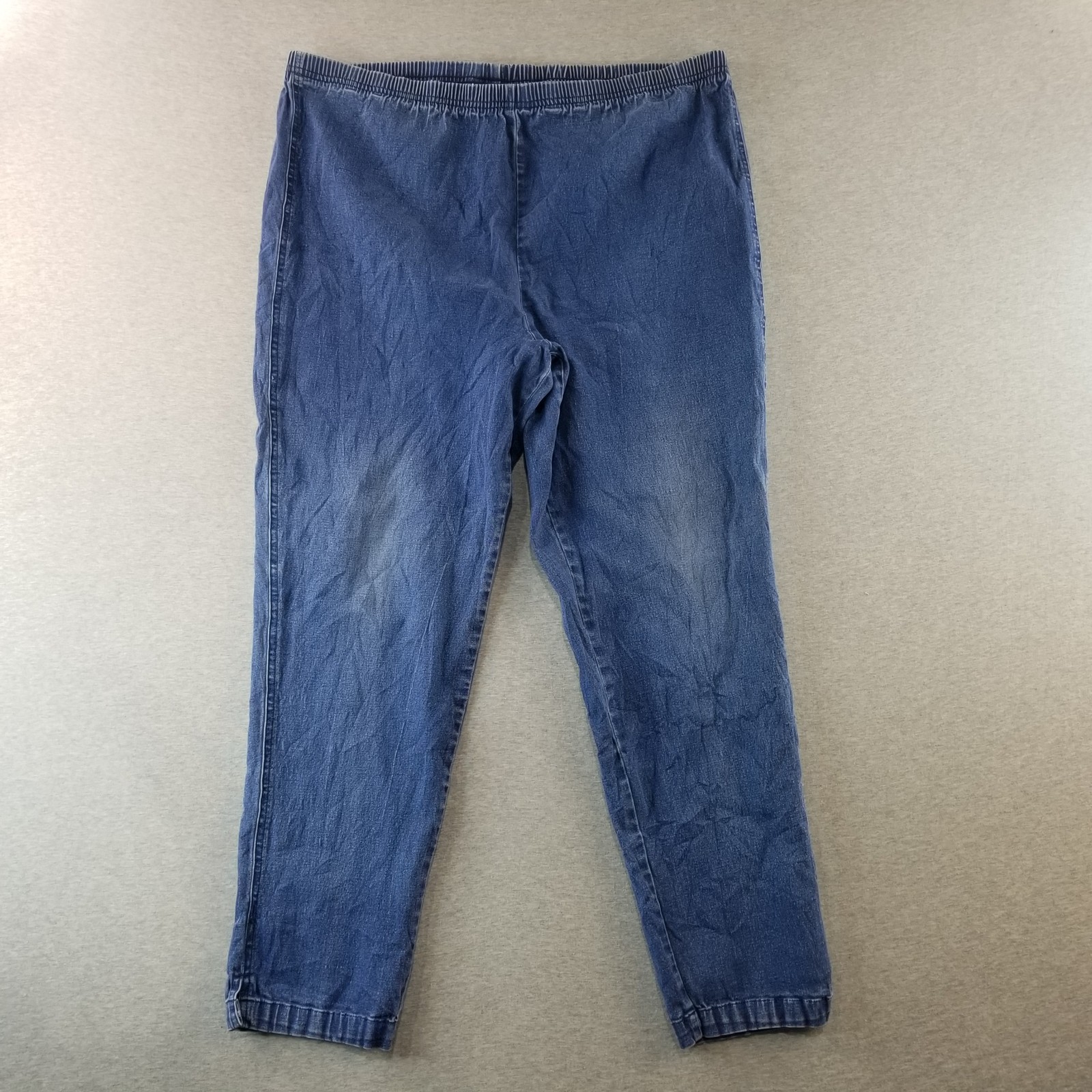 Avenue Denim Jeans Women's Sz 20 Blue Wash Elastic Waistband Corpcore Grannycore