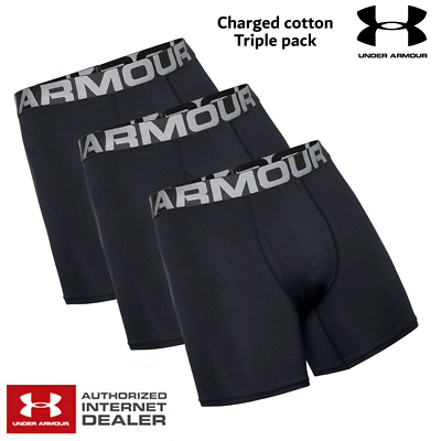 UNDER ARMOUR BOXER SHORTS CHARGED COTTON X3 PACK BOXER JOCK MENS BOXER TRUNKS 6