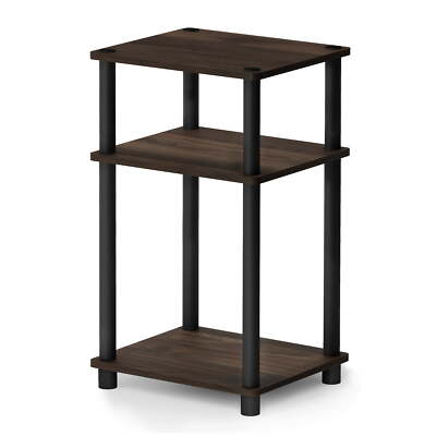 3-Tier Side Table, Set of 1, Columbia Walnut/Black
