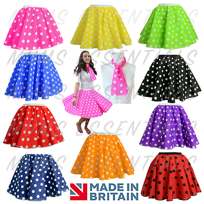 50s POLKA DOT SKIRT Ladies Girls Fancy Dress Rock n Roll Grease