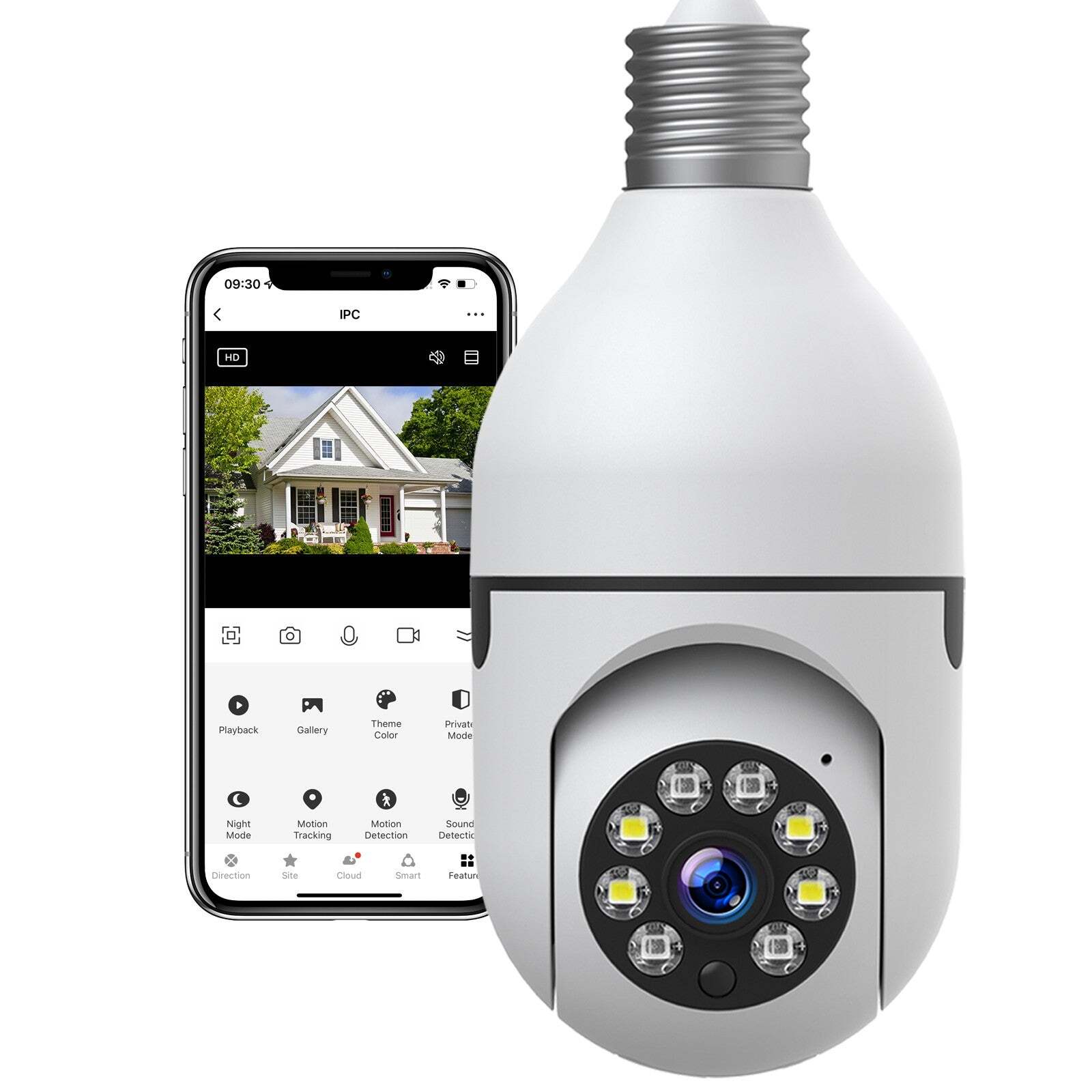2MP Bulb Camera 1080P HD Home Wireless Security IP Cameras Night Vision E27 PTZ