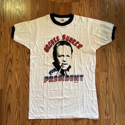 Vintage 70 s Archie Bunker Ringer T-Shirt Archie For President Size Large