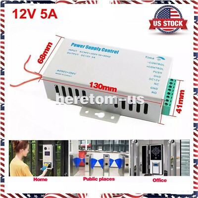 DC12V/5A Power Supply Unit AC90~260V for Door Access Control Intercom System US