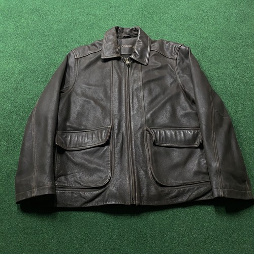 ジャケット・アウター 80- old leather tracker jacket XL Vintage Heavy Leather Jacket Size XL - Etsy