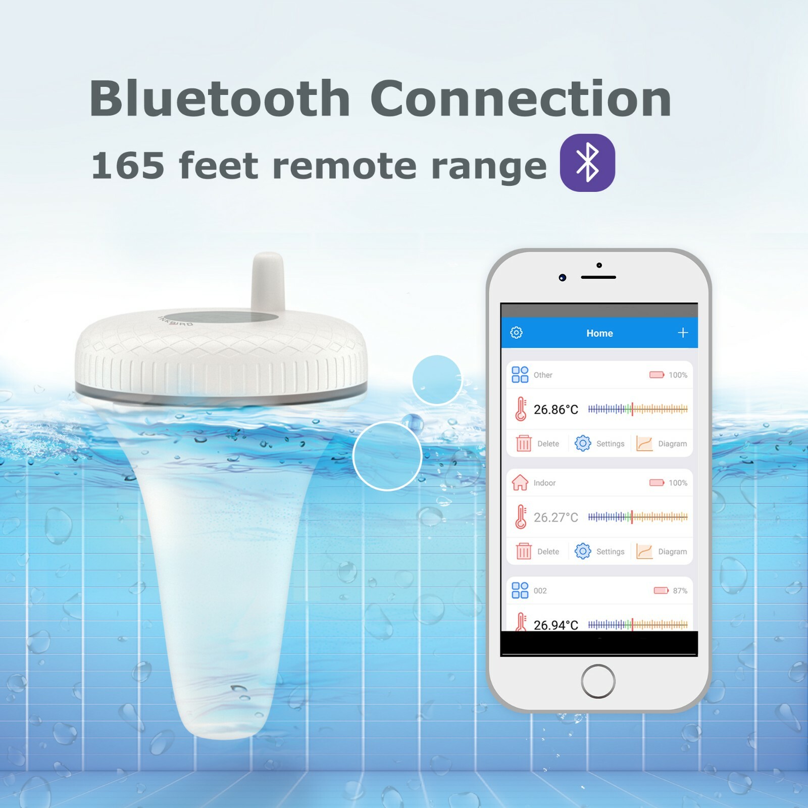 Bluetooth Floating Temp Thermometer Swimming Pool Aquarium Spas Fish