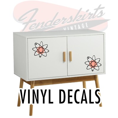 Vinyl DECALS Set of 2 Orbit Mid Century Atomic Symbol Two Color Retro