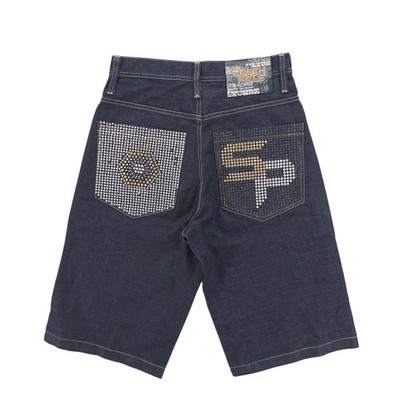 SOUTHPOLE Denim Shorts Studded Back Pockets Dark Blue STar Voyage EUC Size 32