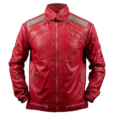 Men's Michael Jackson Beat It Red Leather Jacket For Men
