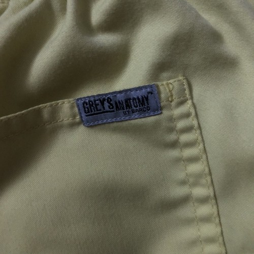 Greys Anatomy Womens Size Small Scrub Pants Solid Neon Yellow Bottoms Drawstring