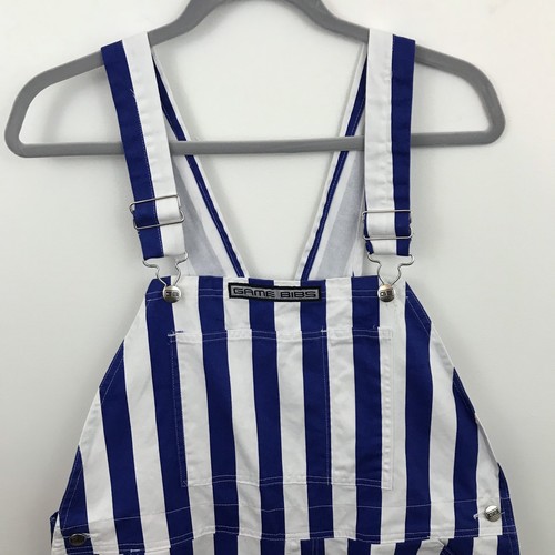 Game Bibs Overalls  Large Striped Blue White Adjustable Straps Football College