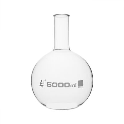 Eisco Labs 5000ml Florence Boiling Flask, Flat Bottom - Borosilicate Glass