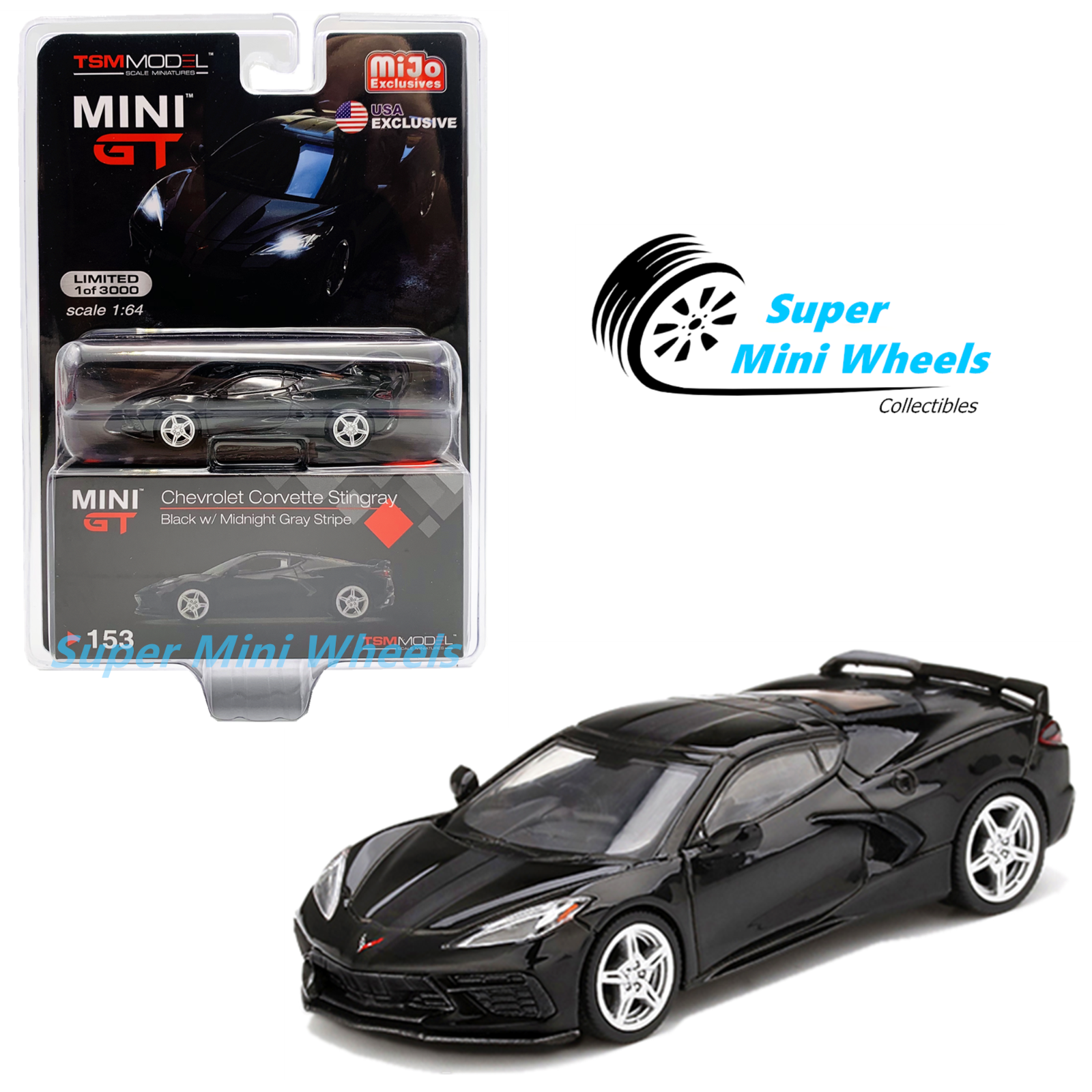 ミニカー MINI GT Chevrolet Corvette Stingray 153 Mini GT 1:64 - 2020 Chevrolet Corvette Stingray (Black) #153