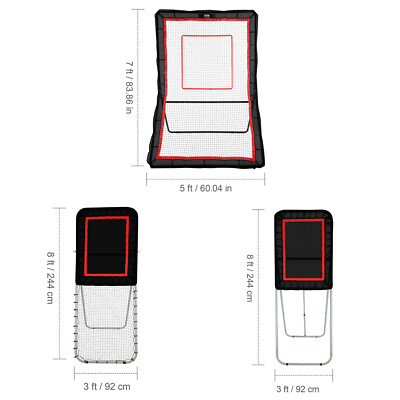 VEVOR 5/3/4x7/8/4ft Lacrosse Baseball Rebounder Softball Bounce Pinchback Net