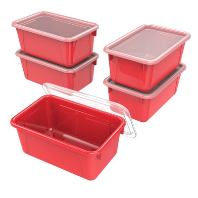 Small Cubby Bins Plastic Storage Containers for Classroom with Non-Snap Lid