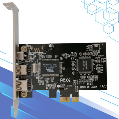 PCIE PCI-E Firewire IEEE 1394 2+1 3 Port Card Work With Windows 7 32/64 New
