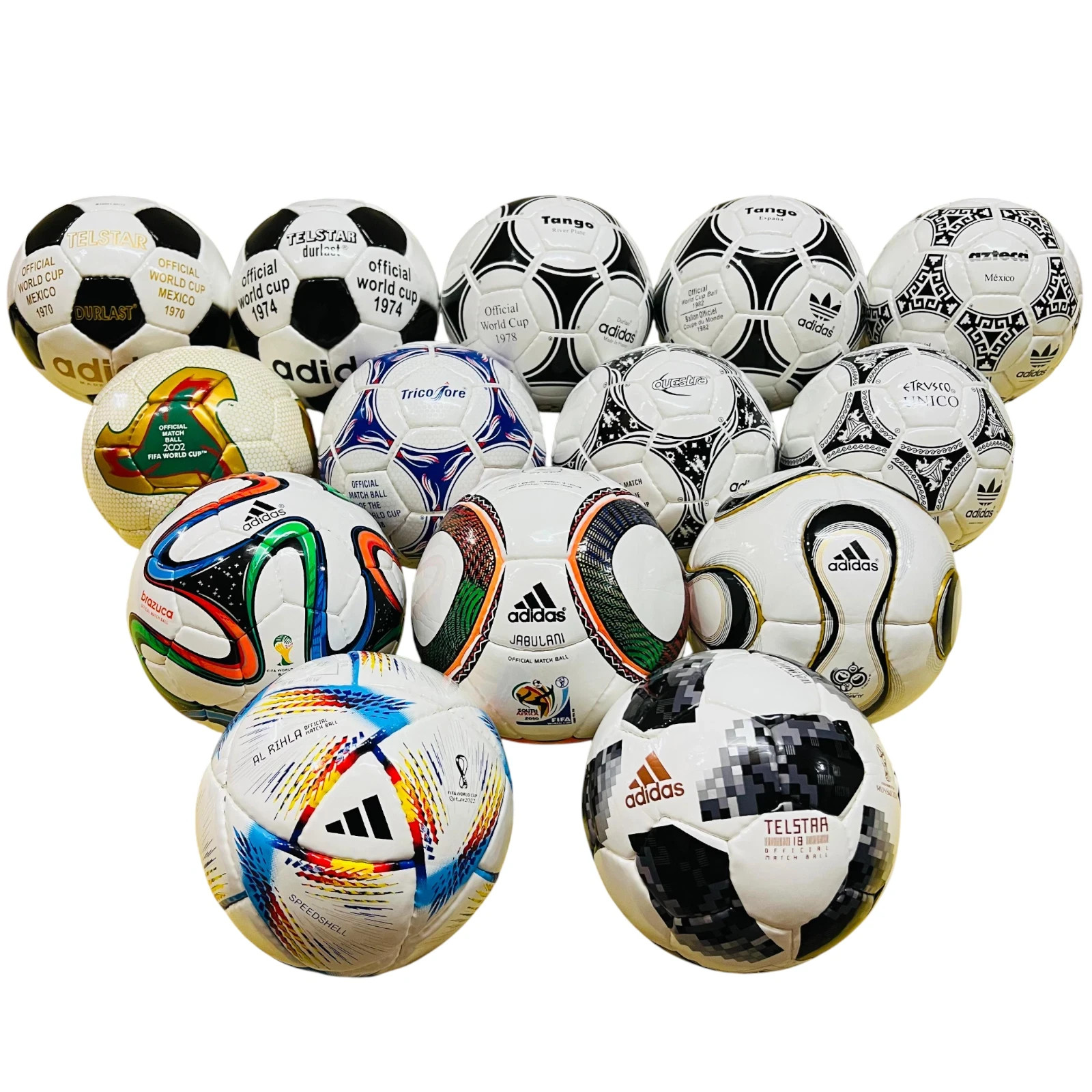 Adidas Historical Mini Ball Set 14 PCs FIFA World Cup 1970 to 2022