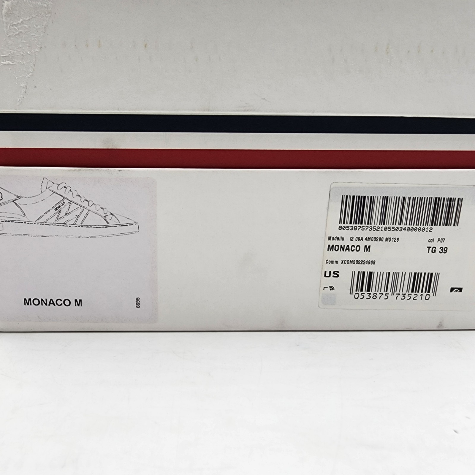 Moncler Monaco Low Top Sneakers Men's 39/6 US White Multi Round Toe Lace Up - Picture 19 of 20
