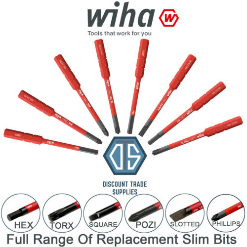 WIHA SlimBit SlimVario VDE SoftFinish Replacement Slim Bits PH1 PZ1 PZ2 TORX HEX