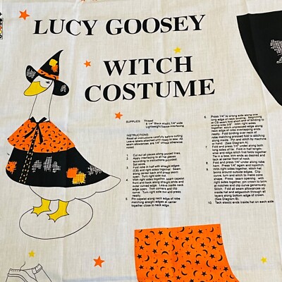 Lucy Goosey Witch Costume Sewing Fabric Panel Ceramic Plastic Goose Vintage