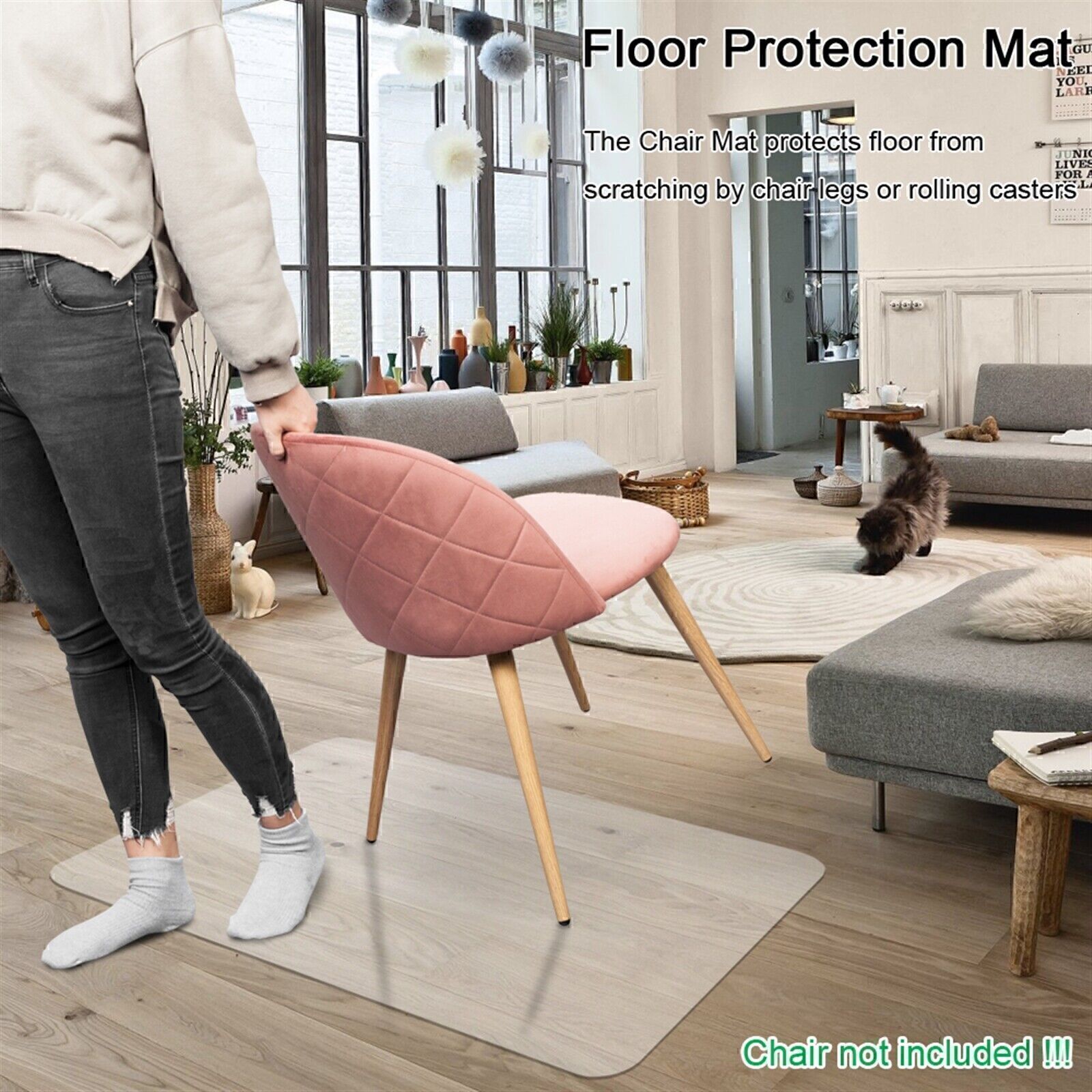 36x48" Office Home Desk Chair Mat Tile Hard Floor Protector Carpet Self-adhesive