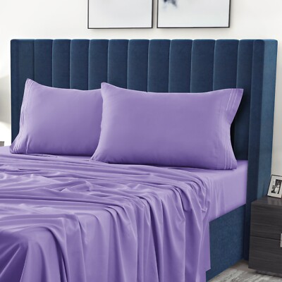 4 Piece Bed Sheet Set Hotel Luxury Ultra Soft Microfiber Deep Pocket Sheets Set