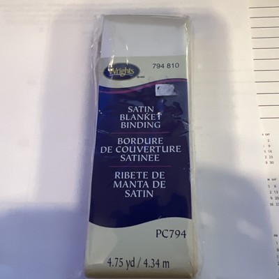 Wrights 117-794-810 Single Fold Satin Blanket Binding 2''X4-3/4yd-Ivory