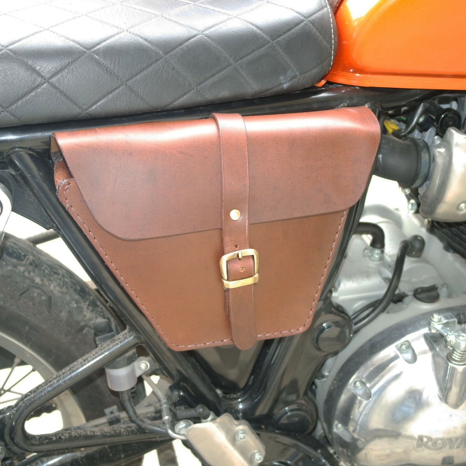 Fits Royal Enfield Interceptor Genuine Leather Tan colour Tool Box 