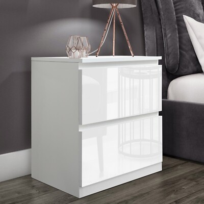 High Gloss Chest Of Drawers Bedside Cabinet Tall Wide Storage Bedroom Furniture