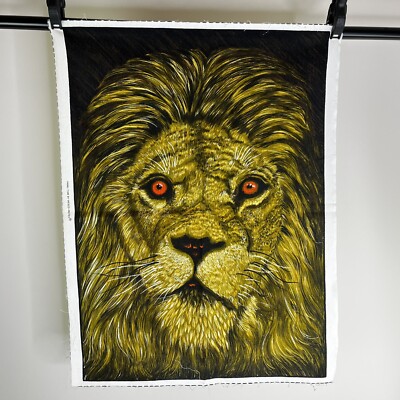 Lot Of 2 Vintage Wild Lion & Tiger Print Fabric Panel Wesco-Reltex Safari Animal