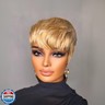 PangDongLai Chic Elegent Pixie Cut Wigs for Women Short layered Pixie Human Hair Wigs With Bangs 27/613 Blonde Color Glueless Short Human Hair Wig Full Machine Made for Daily Use