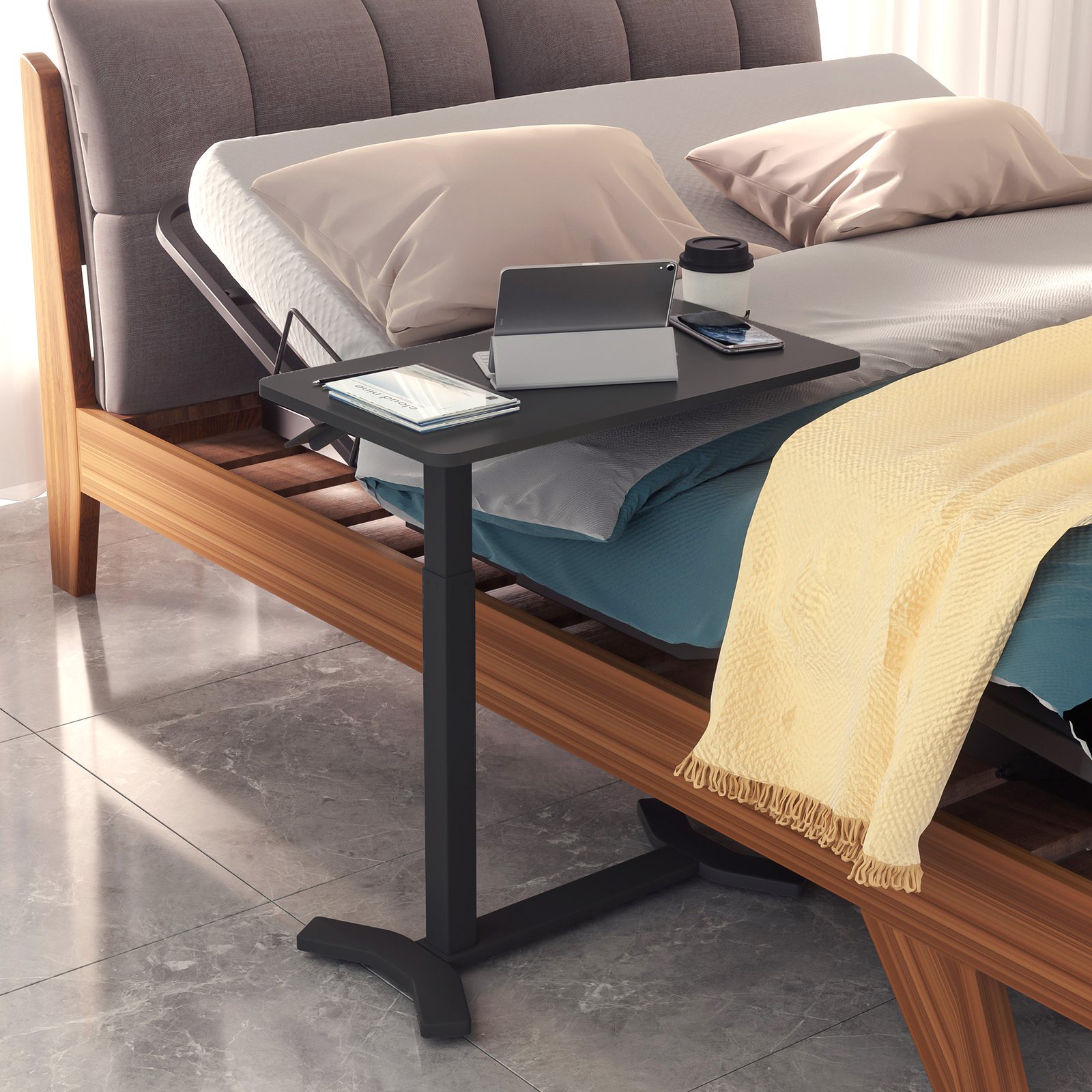 FlexiSpot 28" Movable Height Adjustable Overbed Bedside Laptop Table