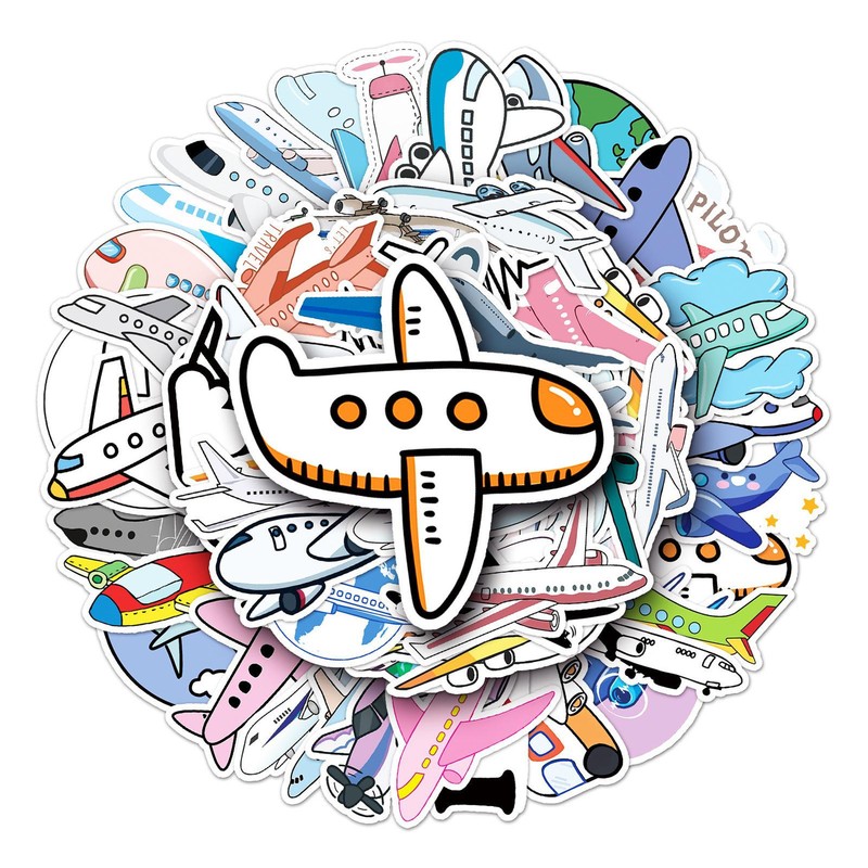 S For Kids 50pc Aircraft Sticker Laptop Decal Decorative Sti