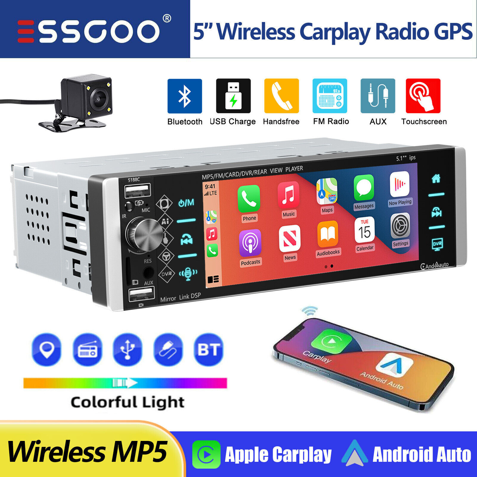 Mp5 Player Bluetooth Touch Screen Carplay Fm