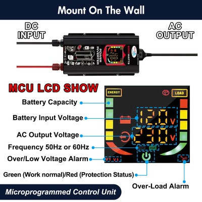 6000W Power Inverter DC 12V to AC 110V /120V Car Sine Wave Converter Dual USB