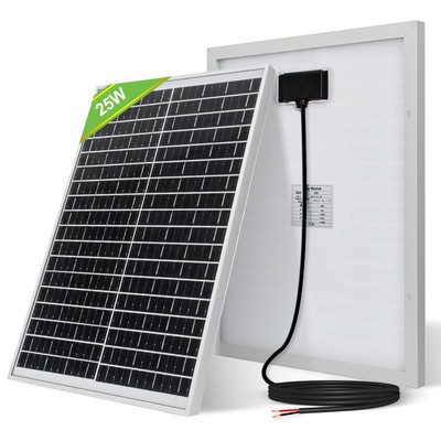 Solar Panel 25W 12V Monocrystalline Waterproof Panel for Charging 12V Battery...