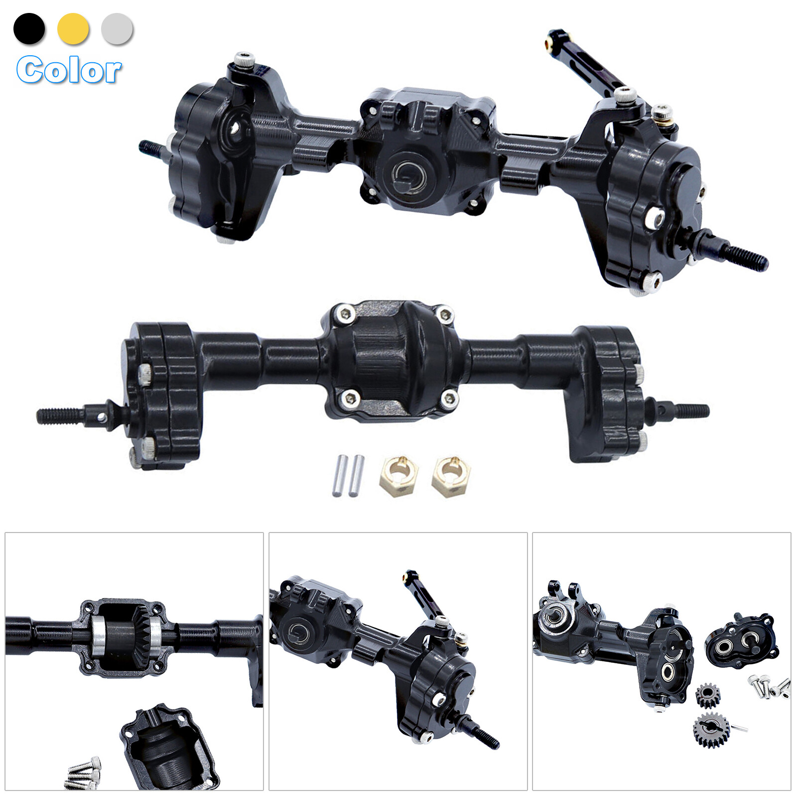 For FMS 1/24 FCX24 Power Wagon/Max Smasher CNC Front+Rear Portal Axle RC Crawler