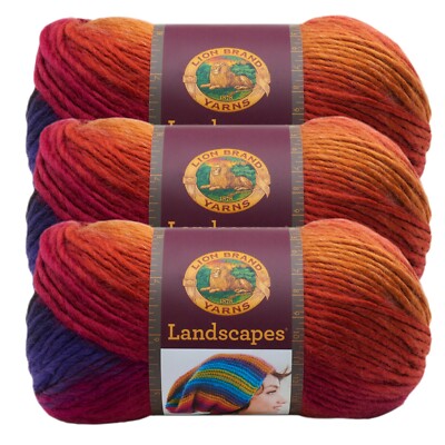 (3 Pack) Lion Brand Yarn 545-212T Landscapes Yarn, Volcano