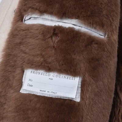 Pre-owned Brunello Cucinelli Herren Shearling Futter Down Gefüllt 100% Kaschmir Parka / In Beige
