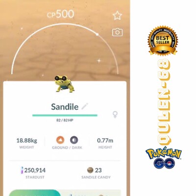 Pokémon Go - Shiny Sandile- PT C Or Trade Registered - Available