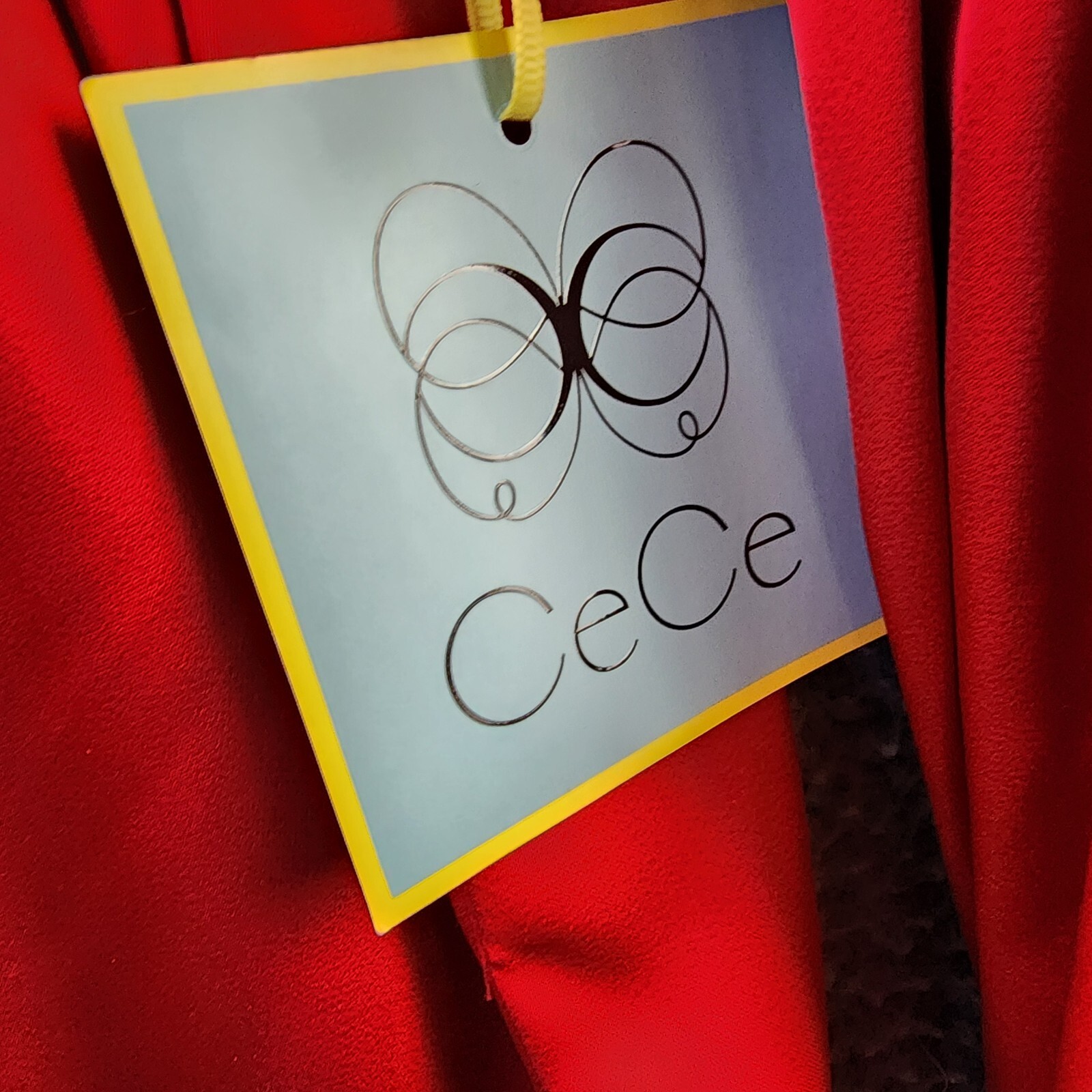CeCe Blouson-Sleeve Mock-Neck Blouse Women's XL Stoplight Red Button Back L/S - Picture 9 of 14
