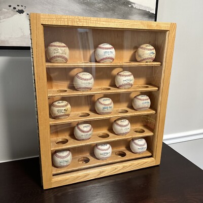 Baseball Solid Wood Collector Display Case with Framed Glass Door Holds 25 Balls
