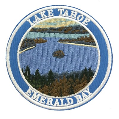 Lake Tahoe Emerald Bay Embroidered Patch Hook & Loop Nature Souvenir Applique