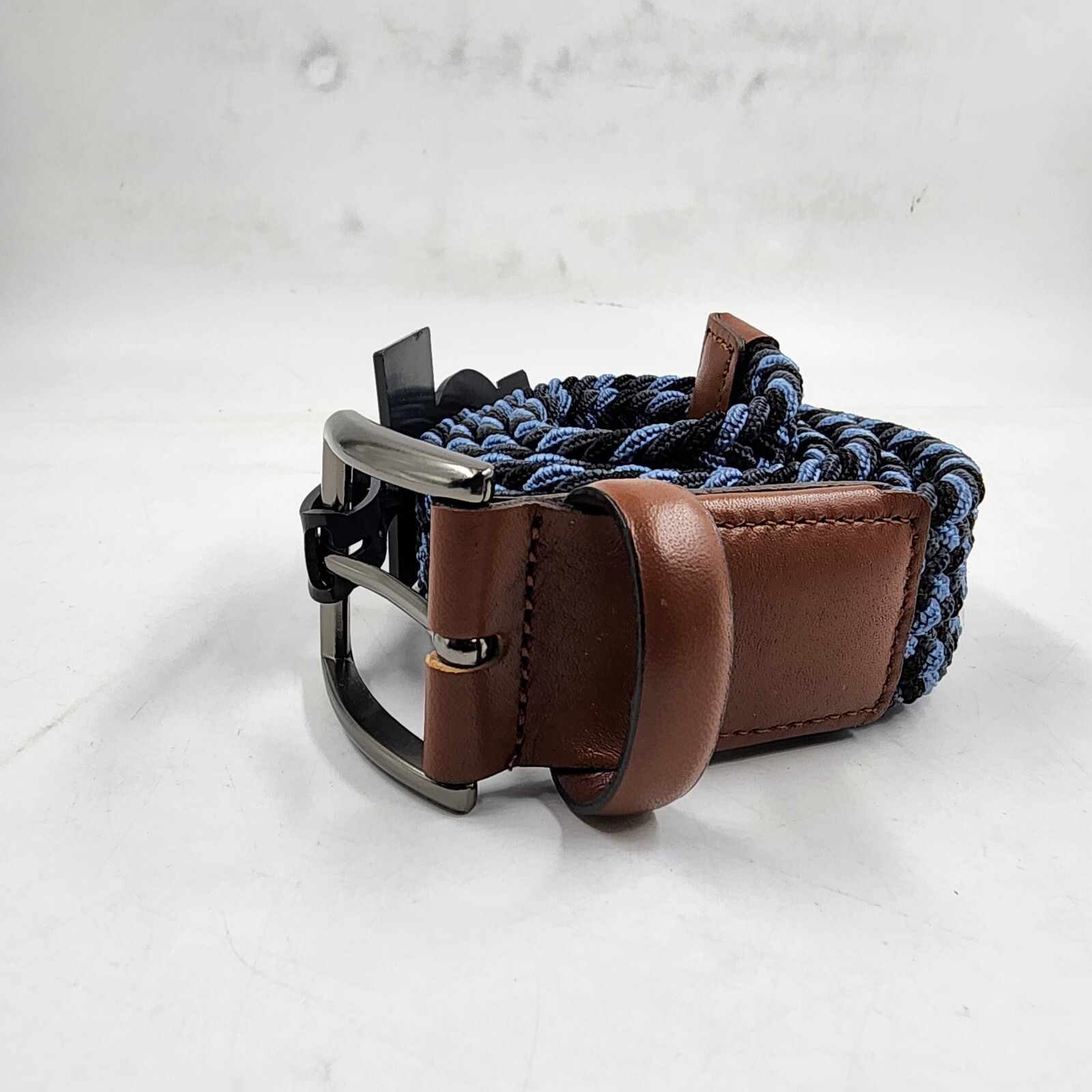 The Men's Store at Bloomingdales Stretch Webbing Belt 40 Blue Multi Single-Prong - Picture 3 of 17