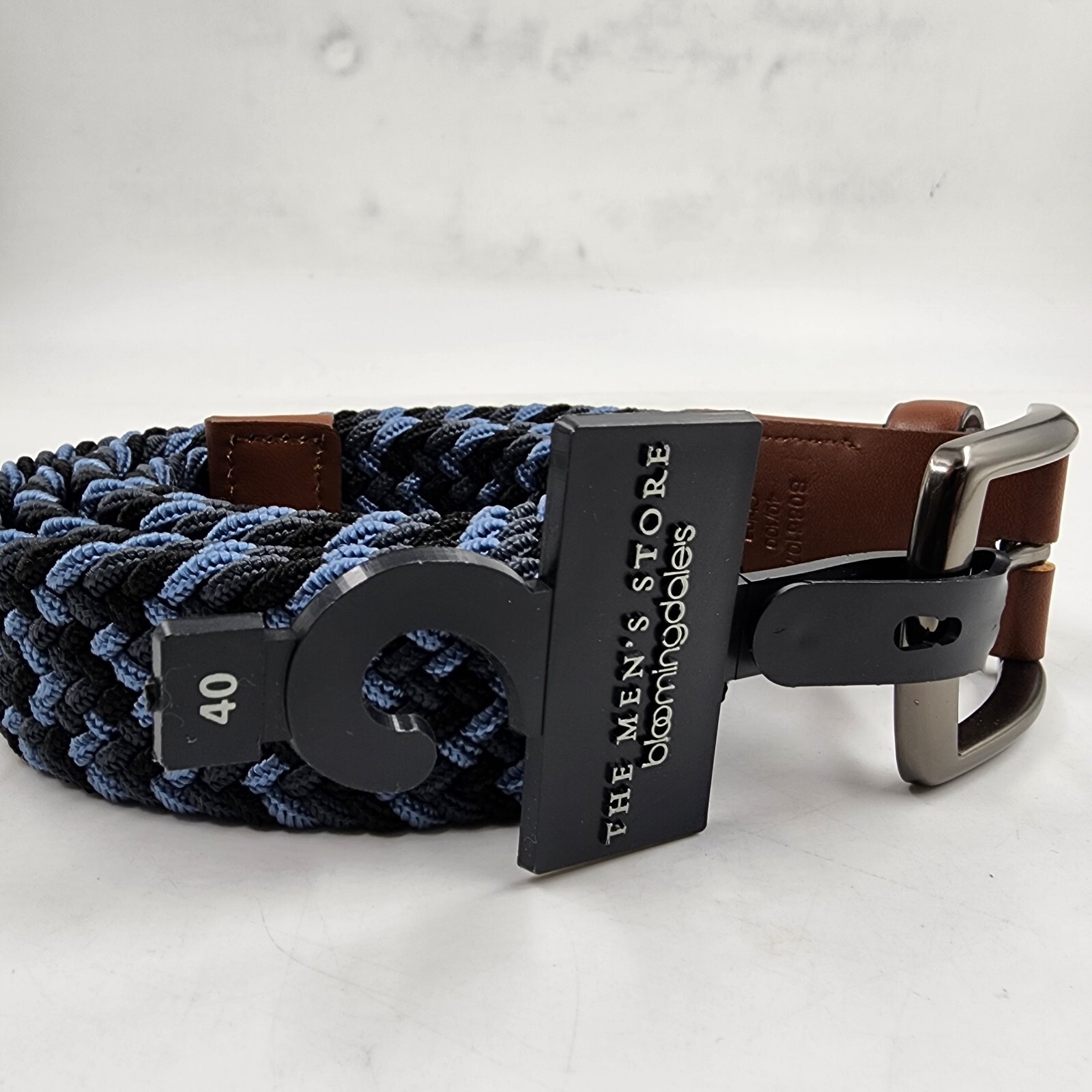 The Men's Store at Bloomingdales Stretch Webbing Belt 40 Blue Multi Single-Prong - Picture 9 of 17
