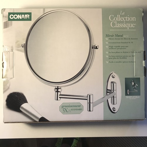 Conair Classique Standard Wall Mount Mirror 5x Magnification Chrome Finish 41743